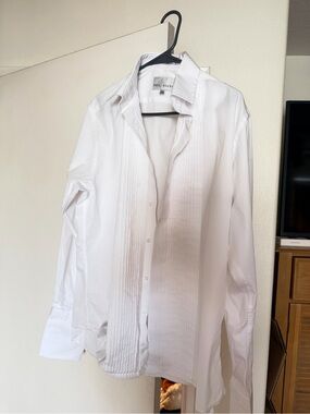 Neil Allyn White Pleated-Front Dress Shirt - Men's Long Sleeve